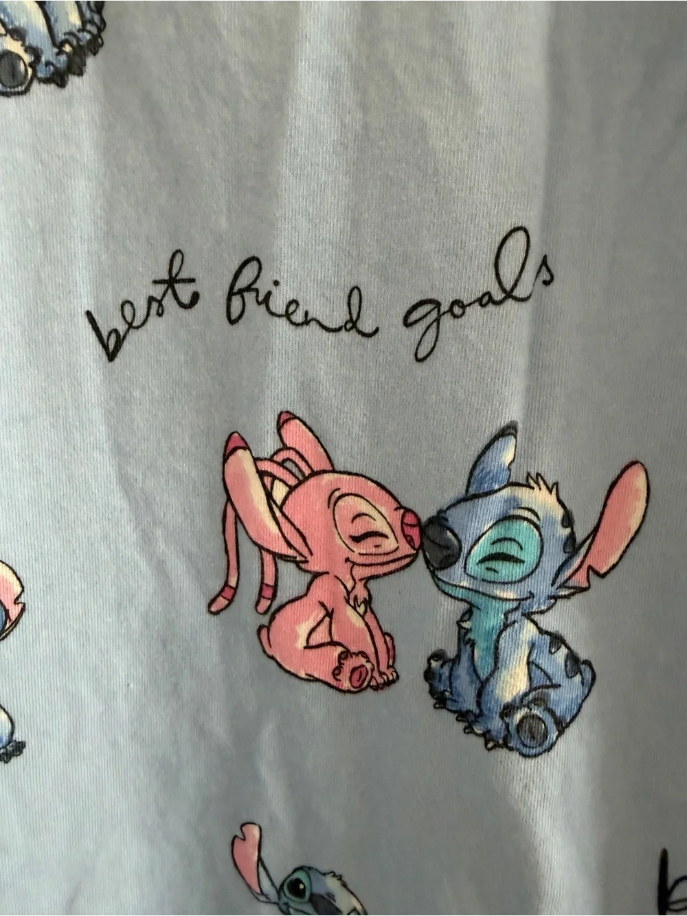 Disney Stitch & Angel M&S Pajama Set Girls 10-11 Blue Besties PJs-